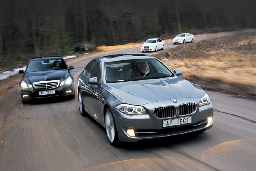 BMW 535 против седанов Audi A6 3.0, Mercedes-Benz E350 и Lexus GS 350 AWD