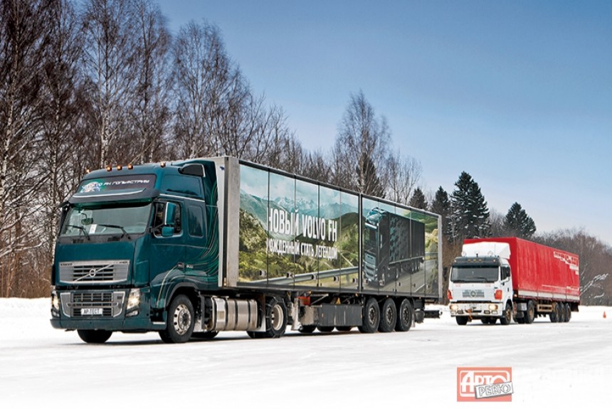 Испытываем цепи для грузовиков на новеньком тягаче Volvo FH16 Гольфстрим с полуприцепом
