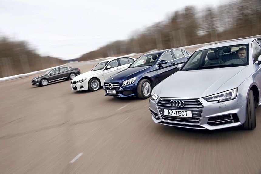 Баллы и эмоции, что вызывают Audi A4, BMW 320i, Mercedes С 200 и Volkswagen Passat