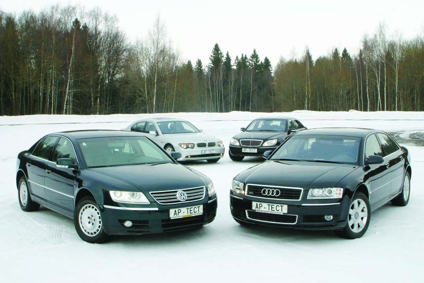 Битва титанов: представительские седаны Audi A8, BWW 745i, Mercedes-Benz S430 и Volkswagen Phaeton