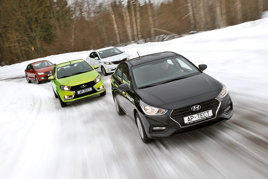 Что выбрать? Новый Hyundai Solaris, Kia Rio, Лада Веста и Volkswagen Polo