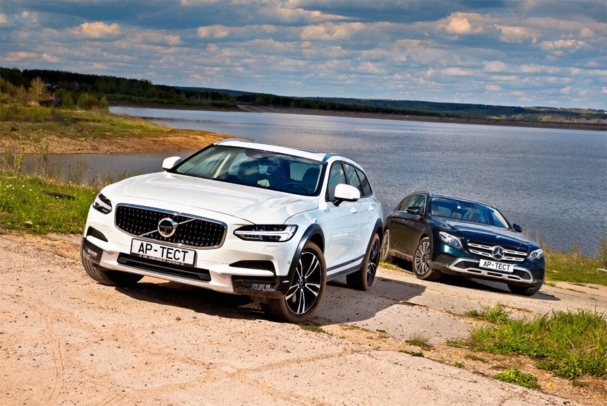 Volvo V90 Cross Country и Mercedes E-класса All-Terrain: внедорожная дуэль и наезд на пешехода!