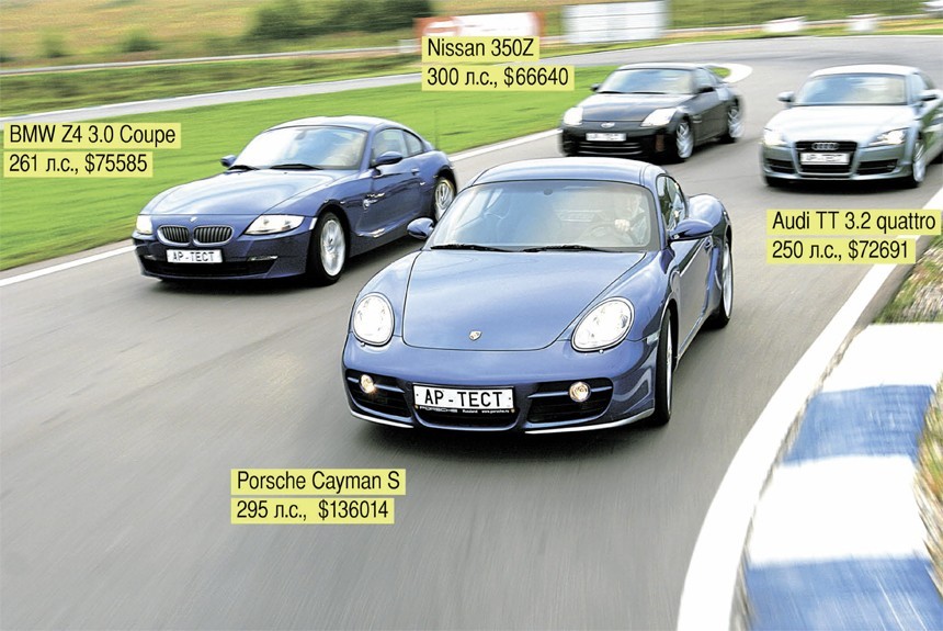 Искушение: Porsche Cayman S против BMW Z4, Audi TT и Nissan 350Z 