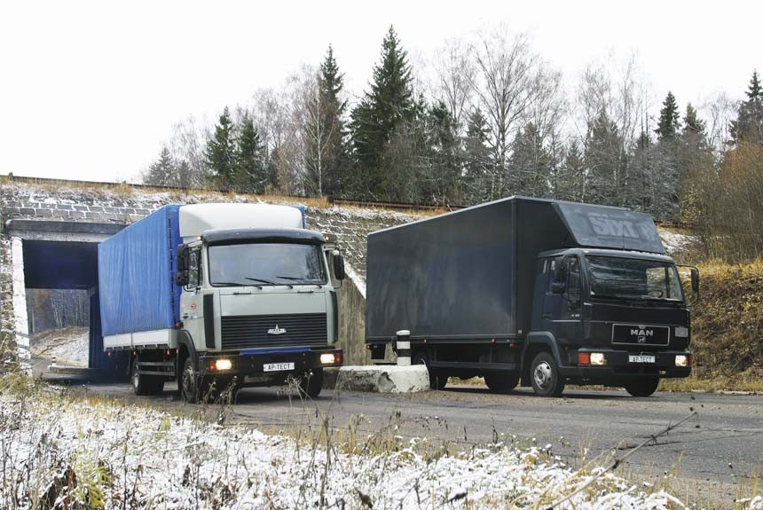 Противопоставляем грузовики МАЗ-4370 и MAN L2000 на Дмитровском полигоне