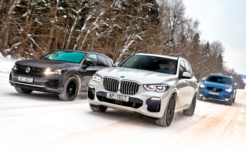 Радость скольжений и жестикуляции: чем дизельный BMW X5 лучше одноклассников Volvo XC90 и Volkswagen Touareg