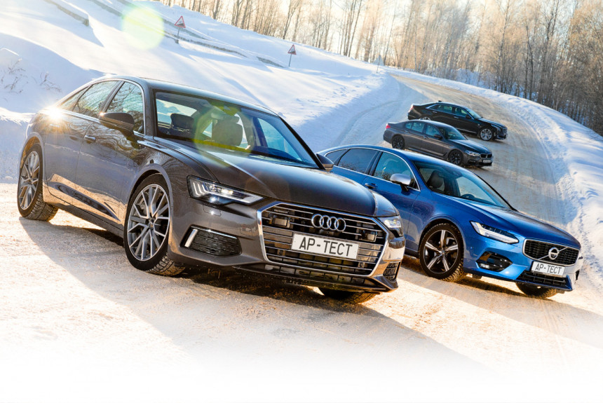 Лучший полноприводный бизнес-седан для зимы: Audi A6, BMW 530d, Volvo S90 или Cadillac CT6?