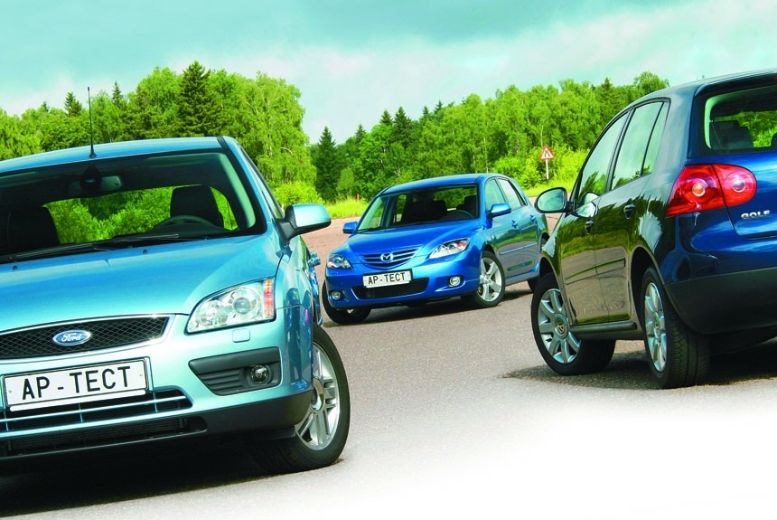 Тройка двухлитровых: новый Ford Focus II против 150-сильных хэтчбеков Volkswagen Golf и Mazda 3