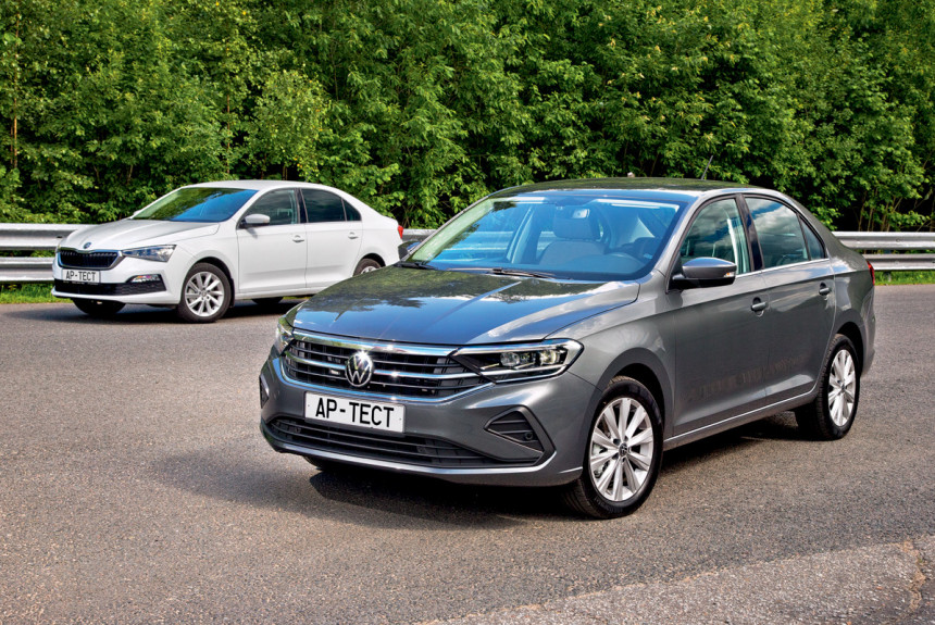 Новый Volkswagen Polo на фоне Рапида: сравнение на полигоне и замеры шумности