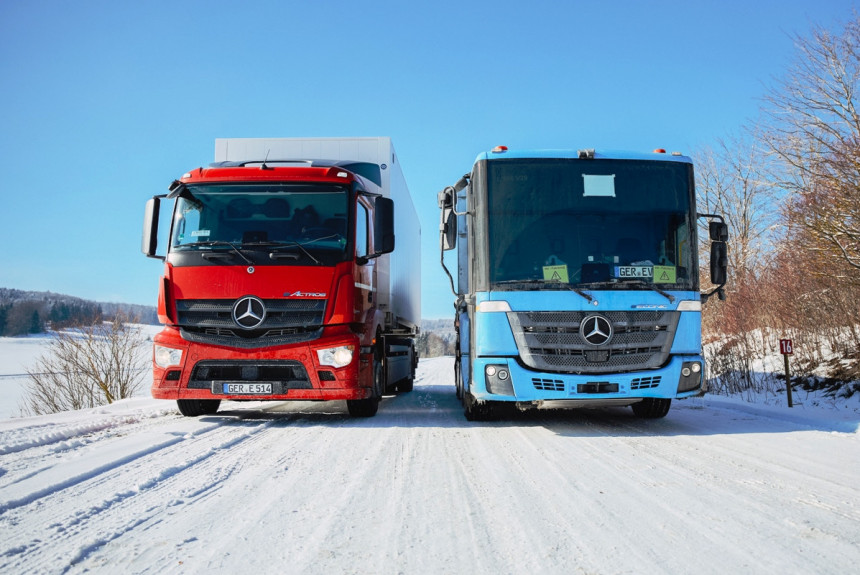 Электрические грузовики Mercedes прошли зимние испытания