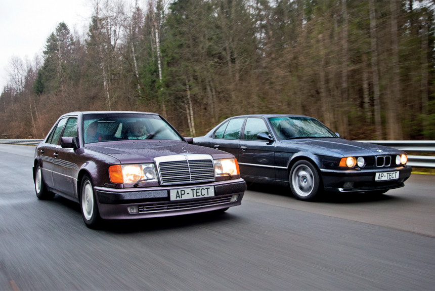 Оборотни максимальной мощности: Mercedes-Benz 500 E и BMW M5 на полигоне