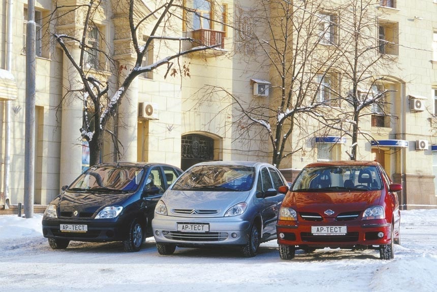 Франция вне конкуренции: компактвэны Citroen Xsara Picasso, Renault Megane Scenic и Nissan Almera Tino