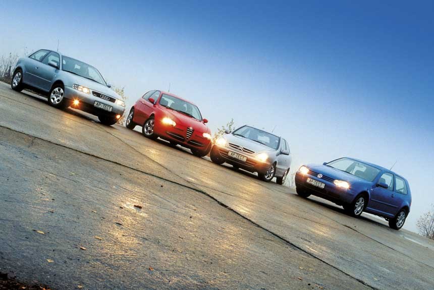 Разность температур: хэтчбеки Citroen Xsara, Audi A3, Volkswagen Golf и Alfa Romeo 147