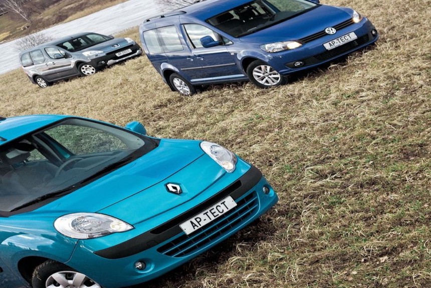 Что лучше — Renault Kangoo, Volkswagen Caddy или Peugeot Partner Tepee?