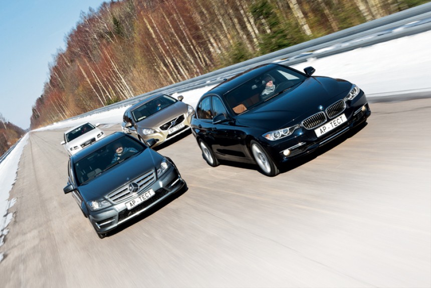 Audi A4 2.0 TFSI quattro, Mercedes C 300 4Matic, Volvo S60 T5 или BMW 328i?