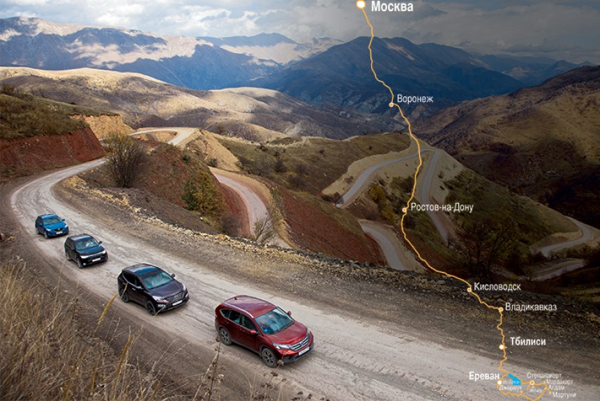 Едем в Армению на кроссоверах Honda CR-V, Hyundai Santa Fe, Mitsibishi Outlander и Mazda CX-5