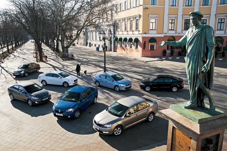 Hyundai Solaris, Volkswagen Polo, Citroen C-Elysée, Nissan Almera, Peugeot 301, Renault Logan и Skoda Rapid