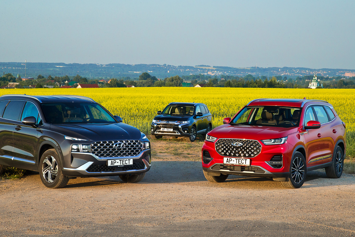 Chery Tiggo 8 Pro, Hyundai Santa Fe, Mitsubishi Outlander — Авторевю